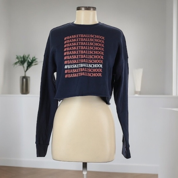 BasketBall SCHOOL  Bella + Canvas Crop Long Sleeve | SIZE M - Picture 1 of 3